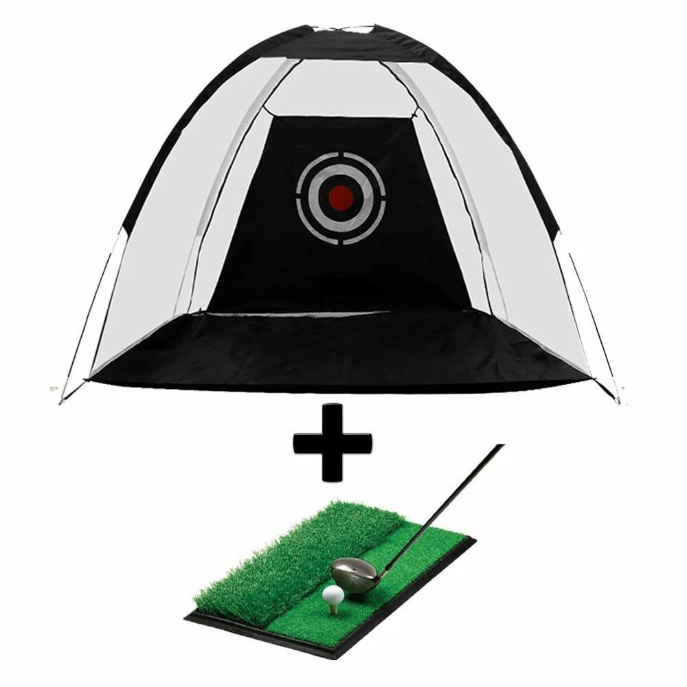 Golfoy Basics Deluxe Practice Cage Net - Black (3 M X 2 M) + Dual Surface Hitting Mat 3 Golfoy Basics Deluxe Practice Cage Net - Black (3 M X 2 M) + Dual Surface Hitting Mat